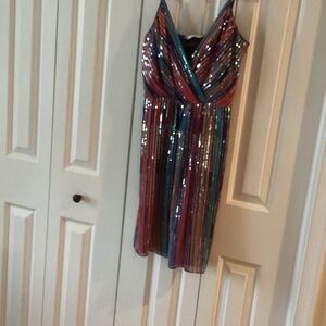 Trina Turk Striped Sequin Mini Dress